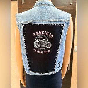 Upcycled Basic Blues American Rebel Denim Vest Size Junior's L